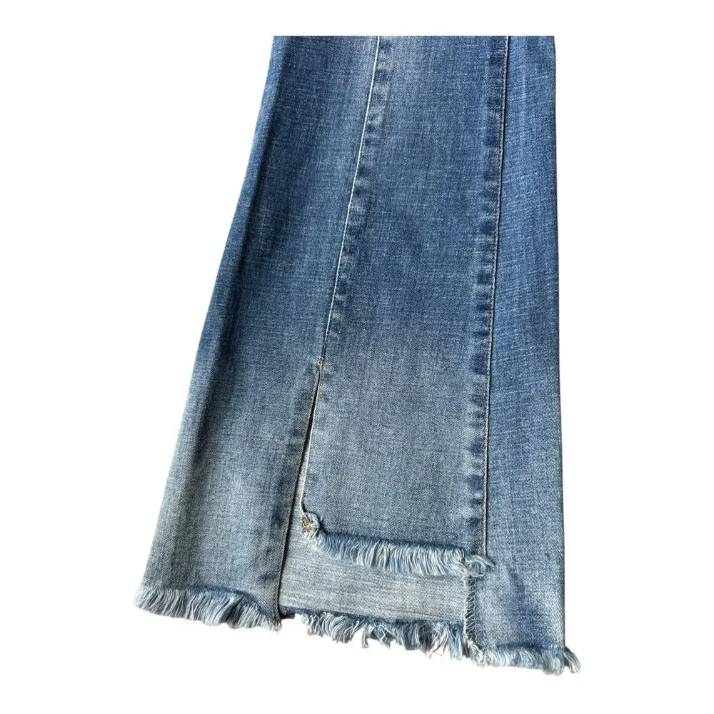 Retro High Rise Center Seam flare fringed blue Jeans size 27